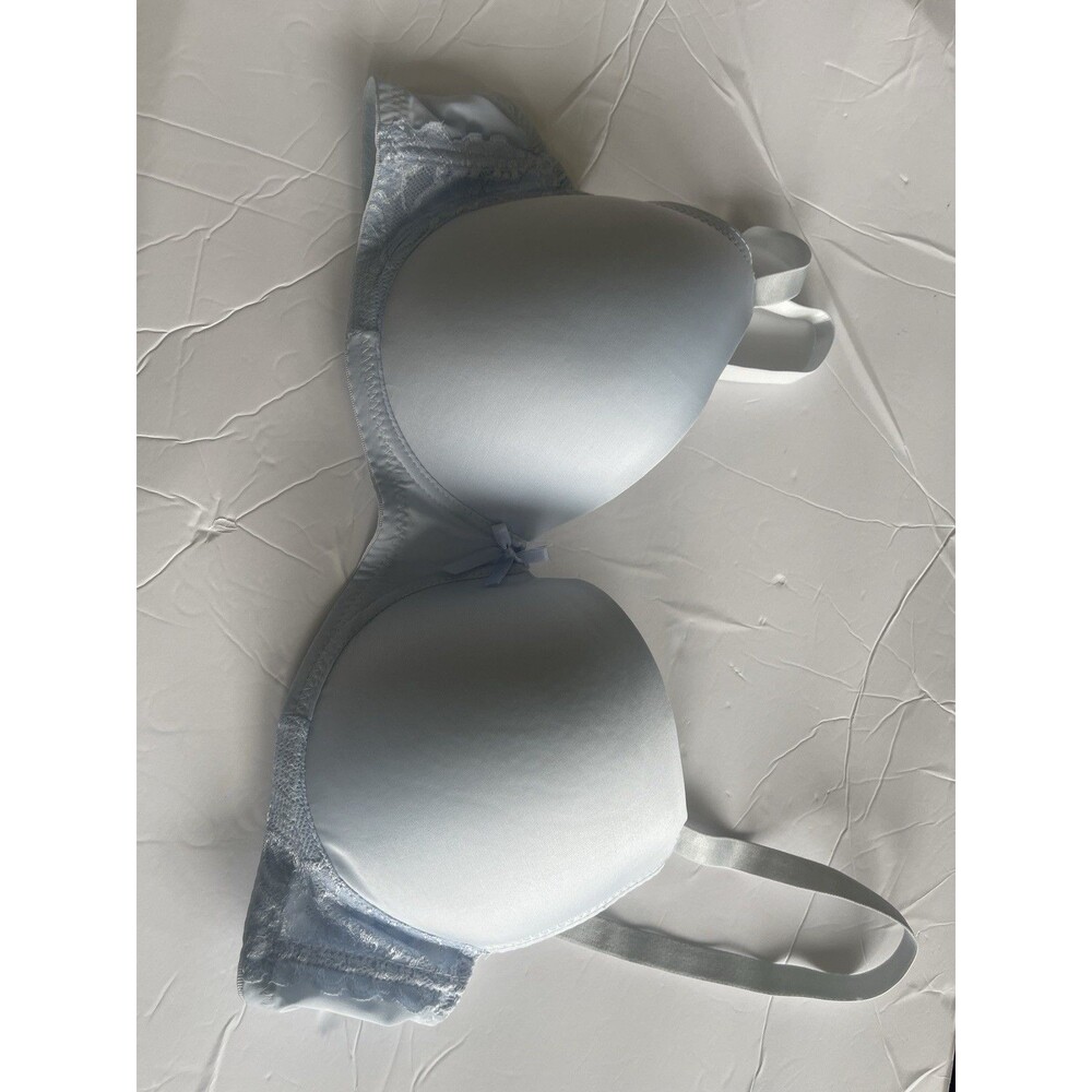 Paris Pink  Womens Bra 38DD  Satin Light  Blue Underwire  Padded  Y2K Feminine - Picture 4 of 9